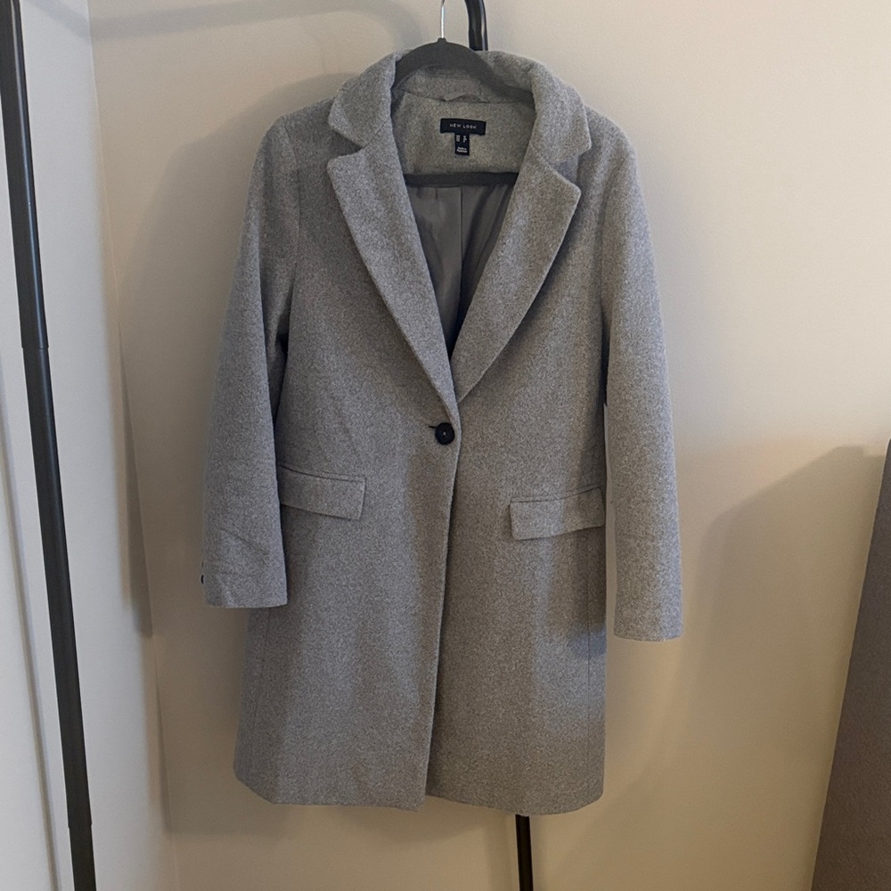 New Look | Light lined button front coat | gray | size 8